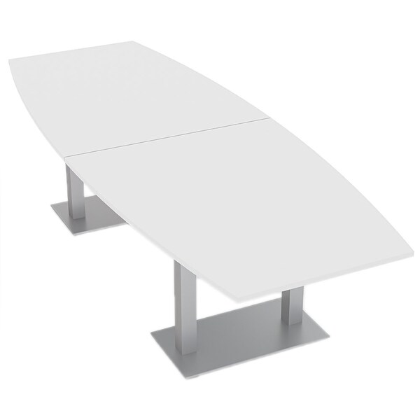 Skutchi Designs Boat Shaped 10 Person Conference Room Table, 46" W, 10 ft L, 29" H, White HAR-BOT-46X119-DOU-XD09 - main